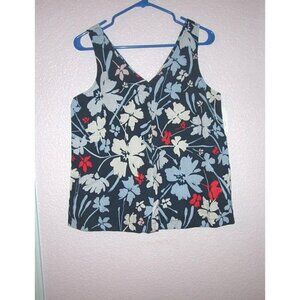 Time And Tru Linen Blend Tank Top Size S Floral Sleeveless Tropical NWT